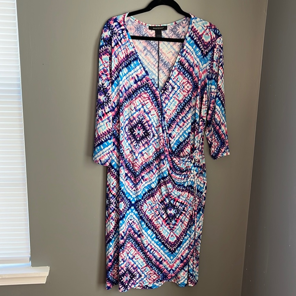 Printed faux wrap dress